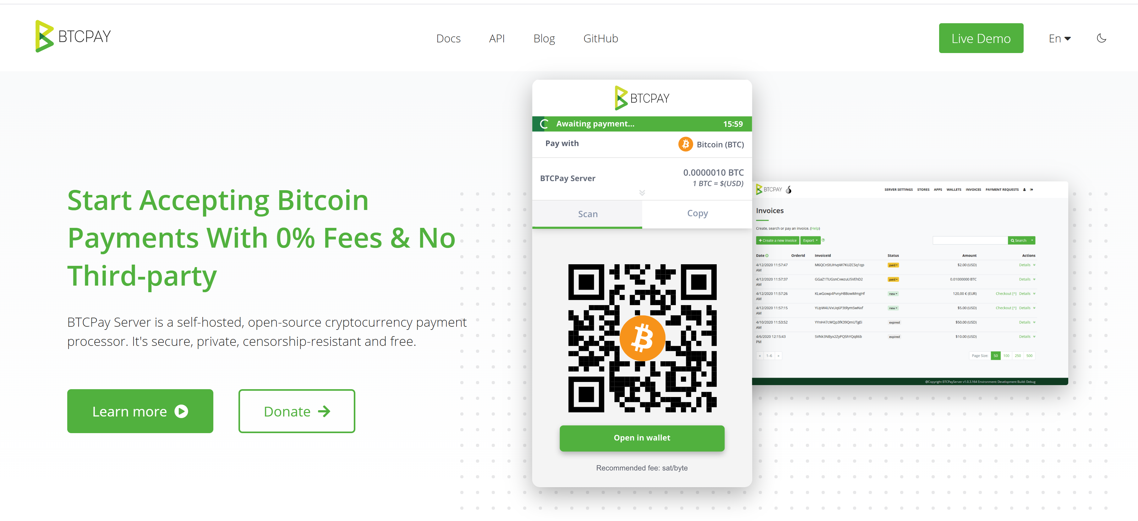 Screenshot of app BTCPayServer
